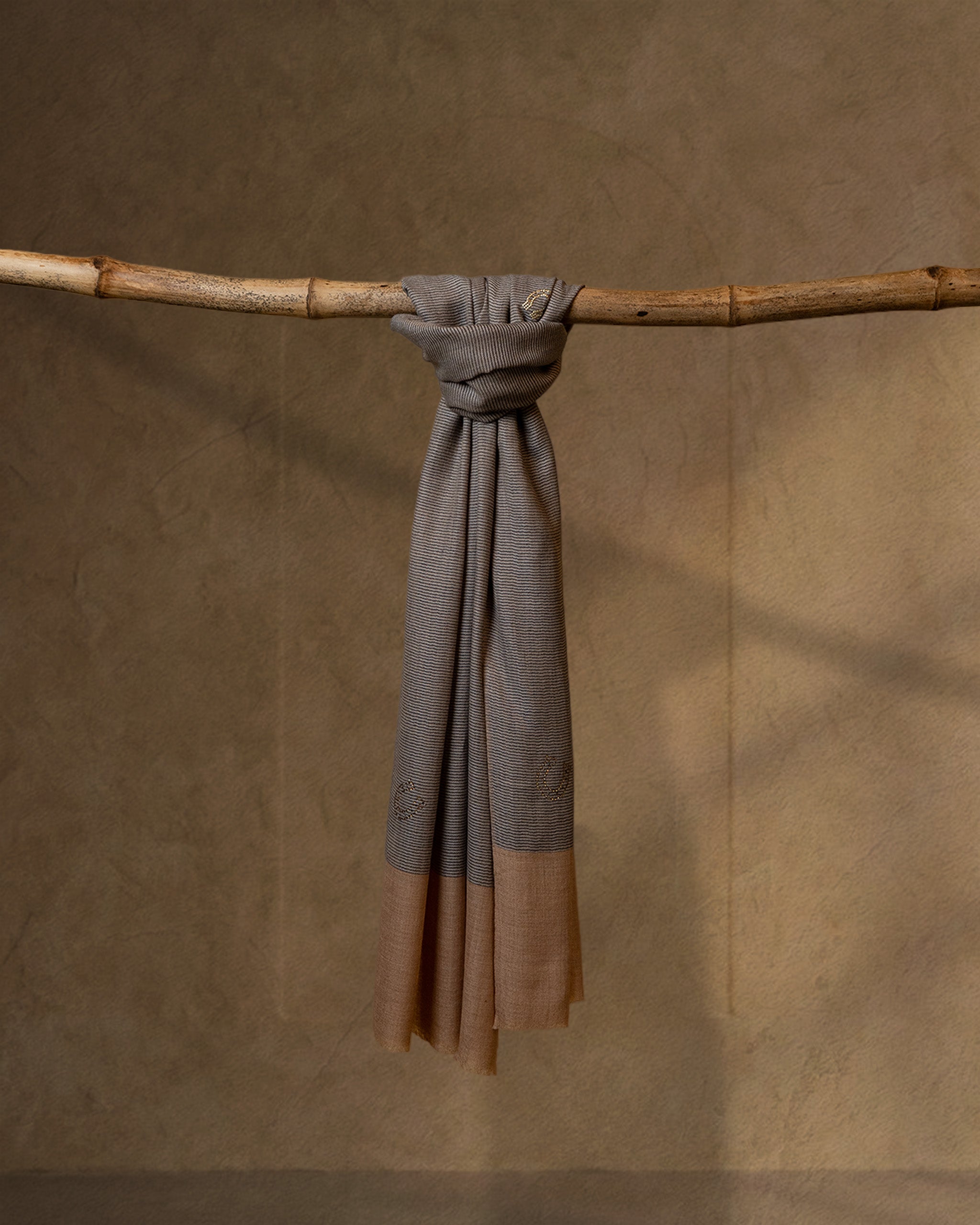 Wheat Bloom Wool Stole  Beige stole from the Ashwaa Equestrian collection