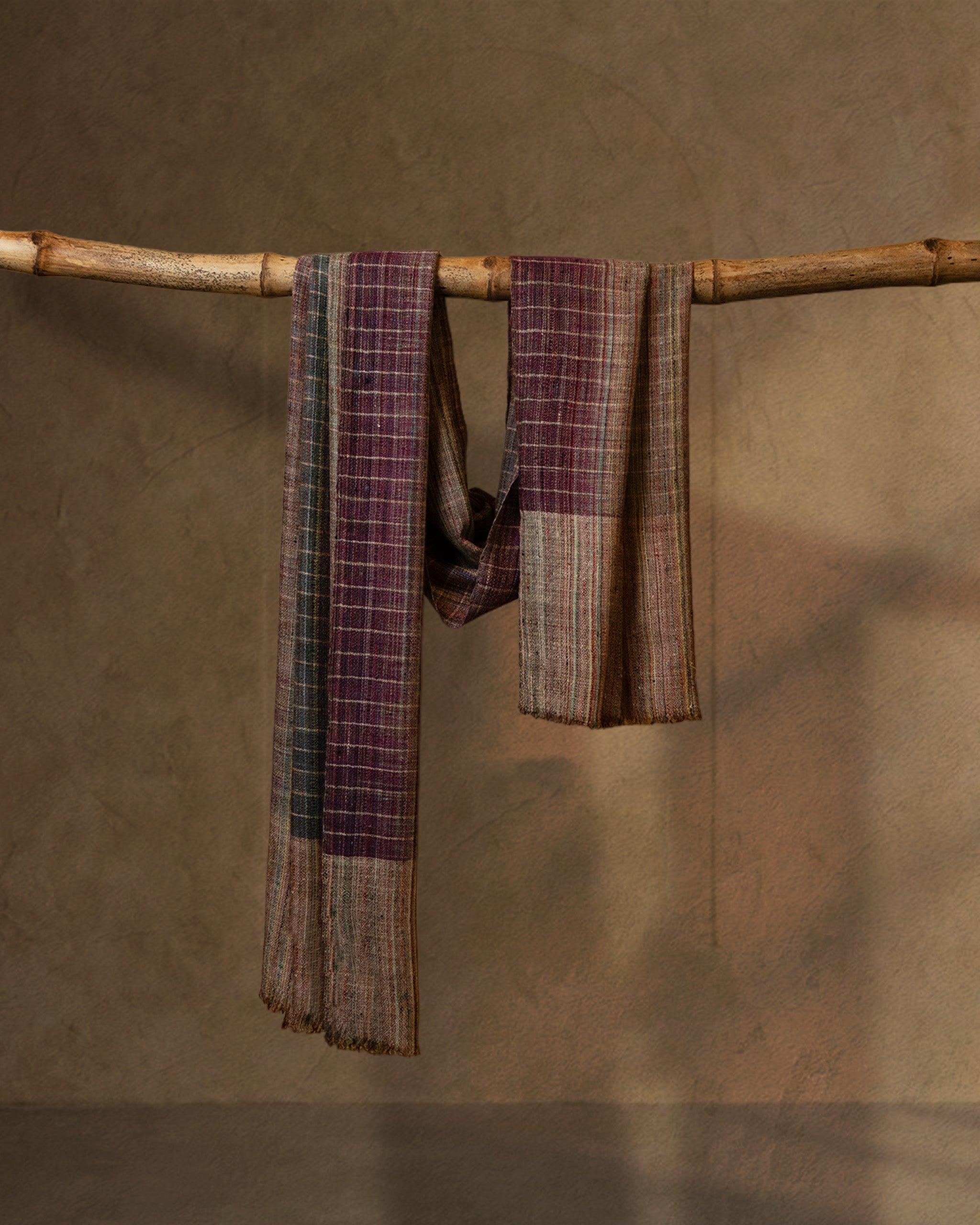 Mulberry Trot Wool Stole  Burgundy stole from the Ashwaa Sunrise collection