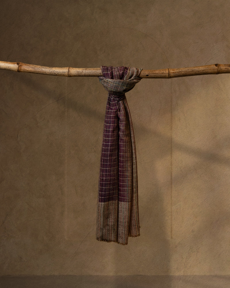 Mulberry Trot Wool Stole  Burgundy stole from the Ashwaa Sunrise collection