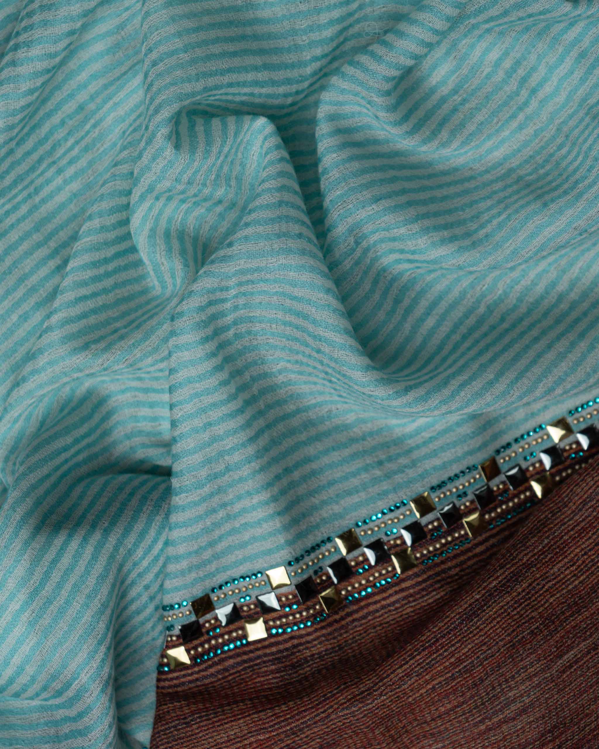 Azure Cross Wool Stole  Sky Blue stole from the Ashwaa Sunrise collection