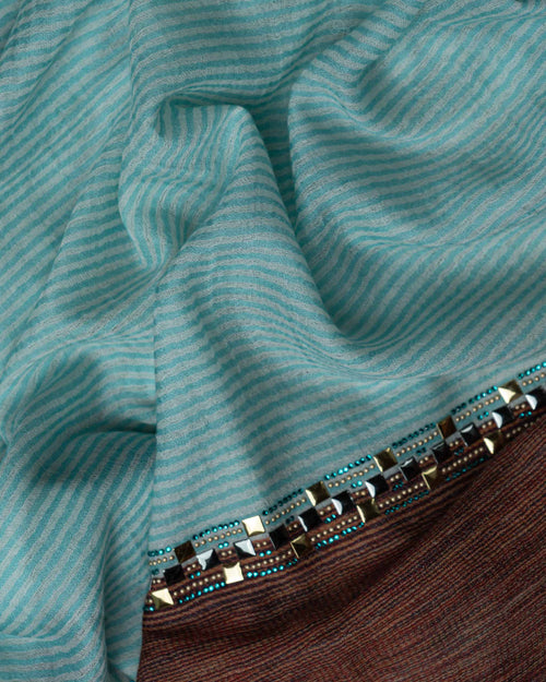 Azure Cross Wool Stole  Sky Blue stole from the Ashwaa Sunrise collection