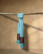 Azure Cross Wool Stole  Sky Blue stole from the Ashwaa Sunrise collection