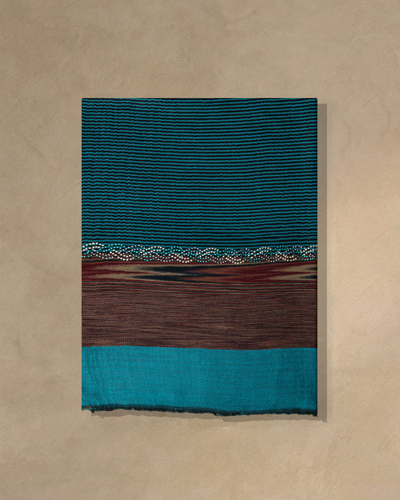 Turquoise Bloom Wool Stole  Turquoise stole from the Ashwaa Sunrise collection