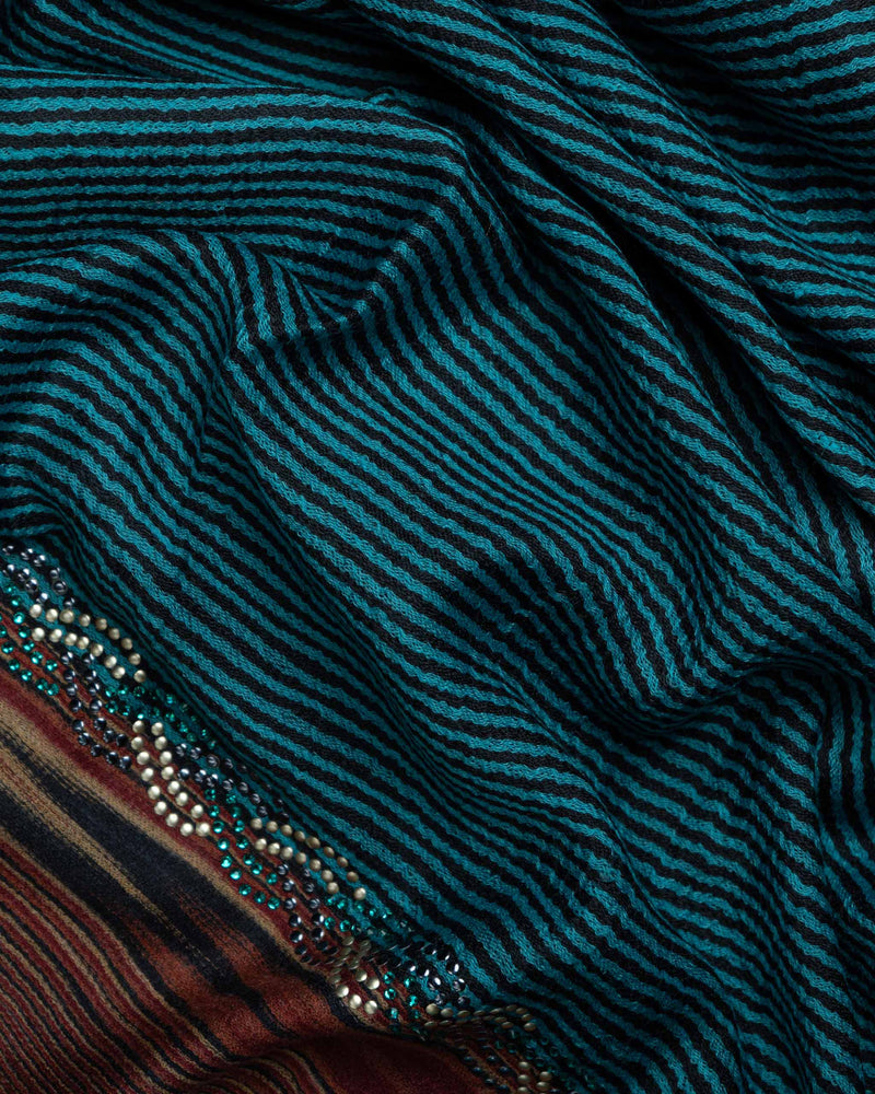 Turquoise Bloom Wool Stole  Turquoise stole from the Ashwaa Sunrise collection
