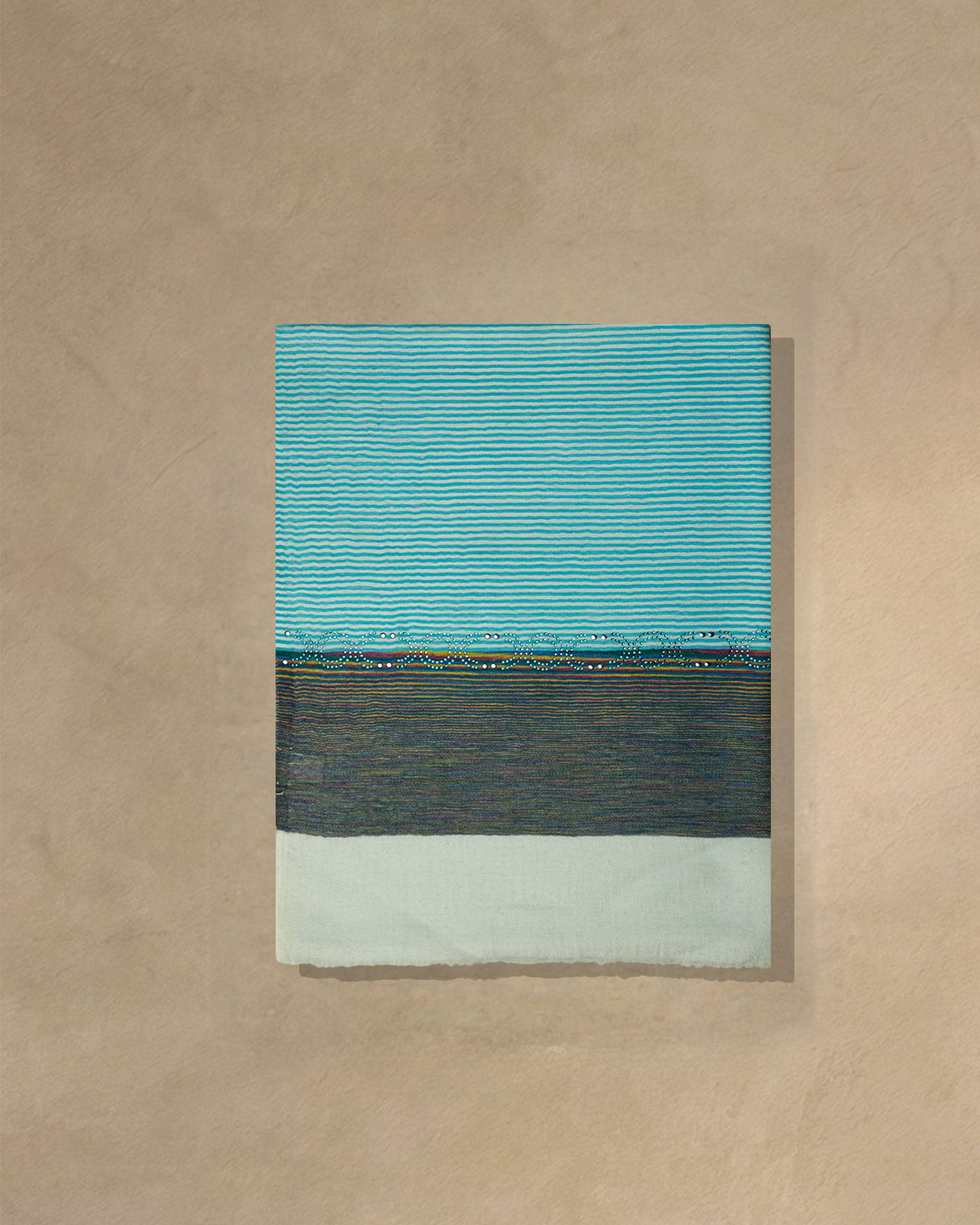 Cloud Stripe Wool Stole  Ivory stole from the Ashwaa Sunrise collection