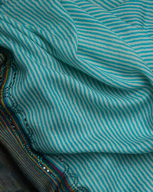 Cloud Stripe Wool Stole  Ivory stole from the Ashwaa Sunrise collection
