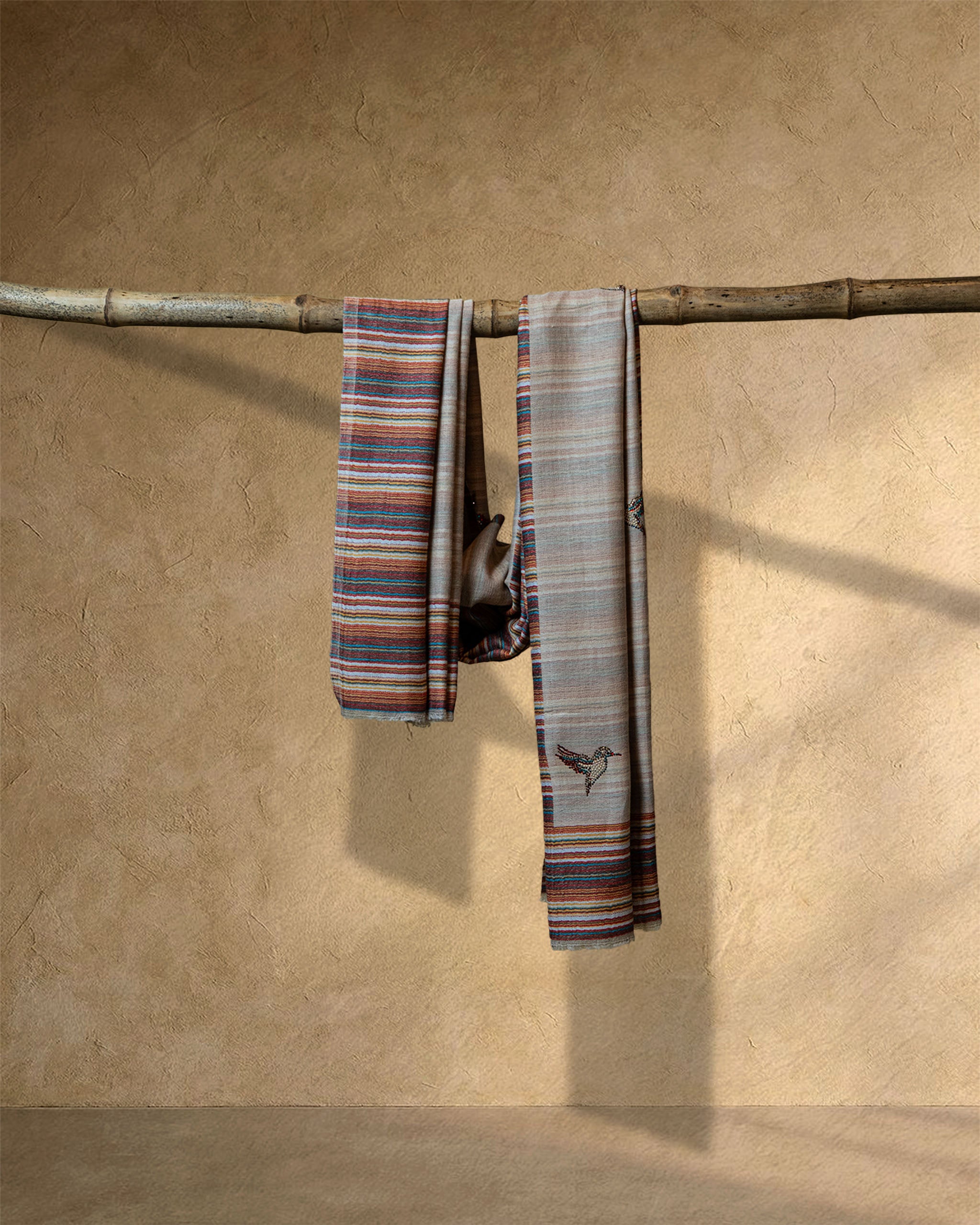 Linen Blaze Wool Stole  Ivory stole from the Ashwaa Sunrise collection