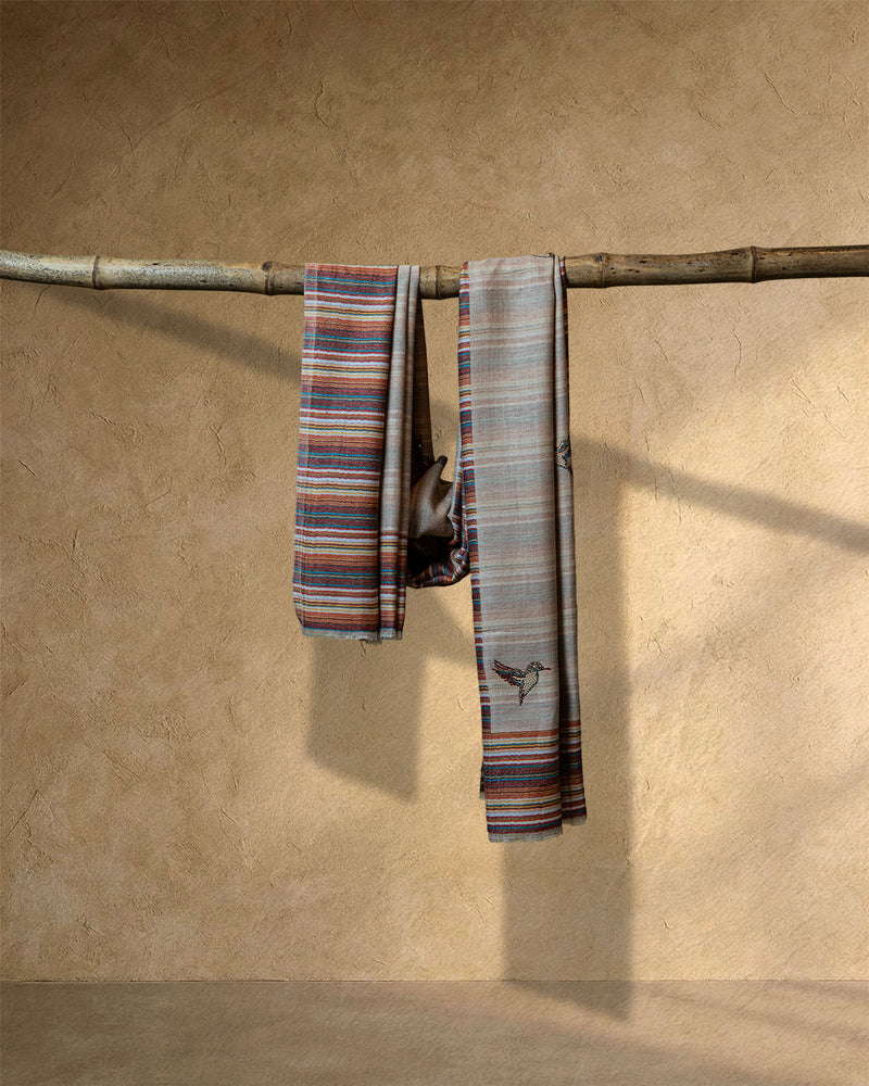 Linen Blaze Wool Stole  Ivory stole from the Ashwaa Sunrise collection