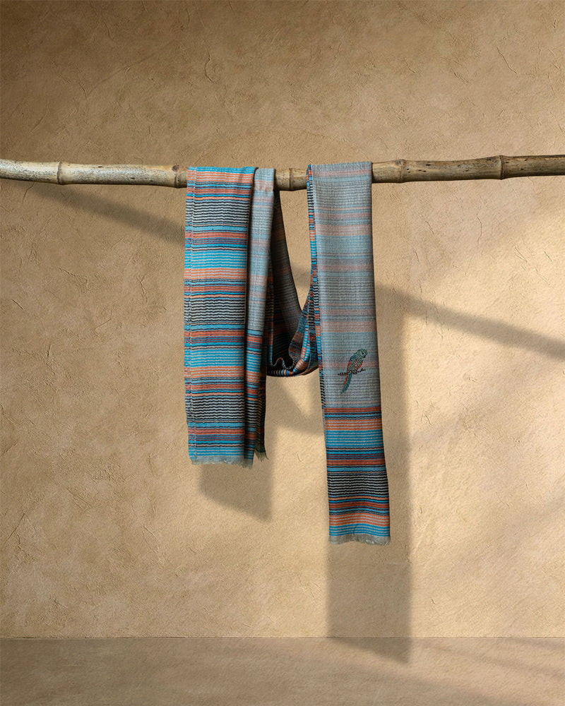 Linen Cross Wool Stole  Ivory stole from the Ashwaa Sunrise collection