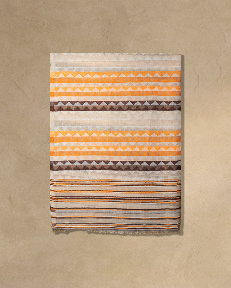 Peach Zari Wool Stole  Peach stole from the Ashwaa Sunrise collection