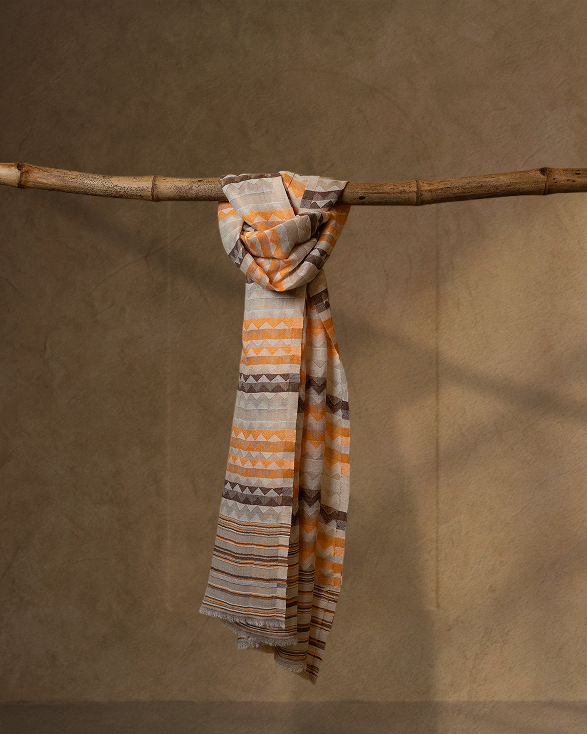 Peach Zari Wool Stole  Peach stole from the Ashwaa Sunrise collection