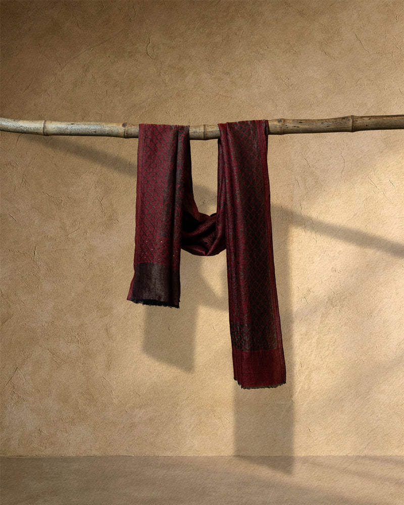 Rust Spur Wool Stole  Rust stole from the Ashwaa Sunrise collection