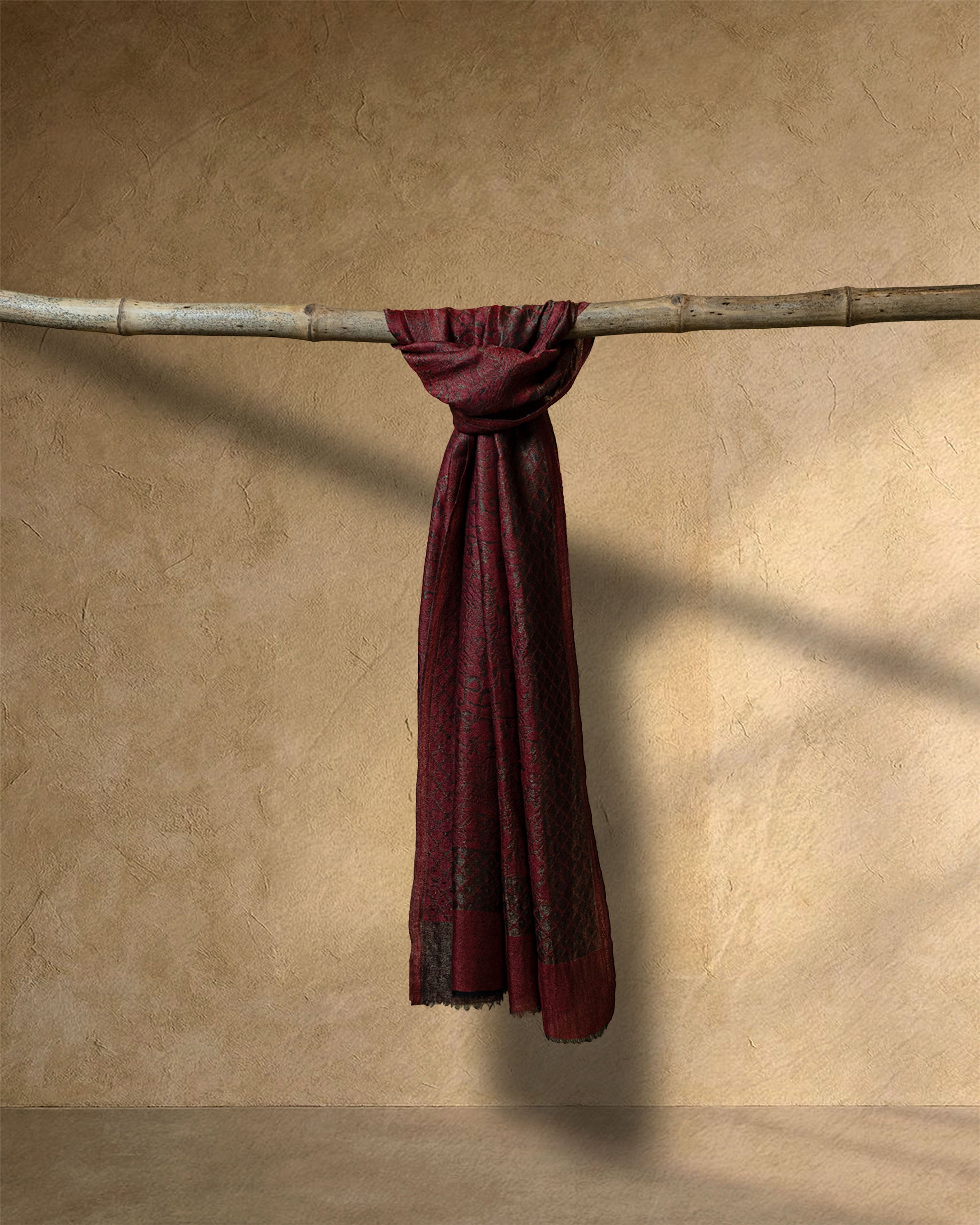 Rust Spur Wool Stole  Rust stole from the Ashwaa Sunrise collection