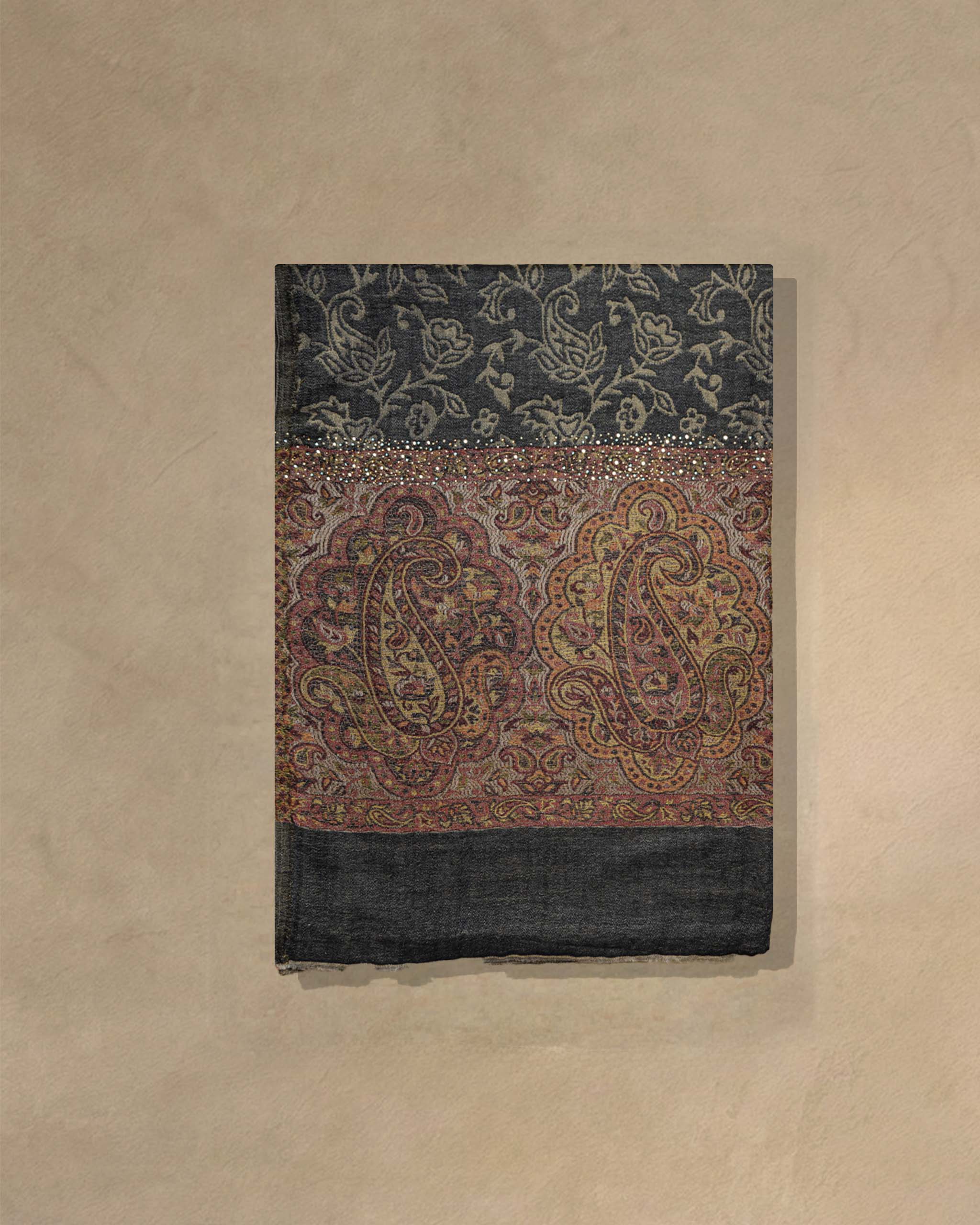 Silver Weave Wool Stole  Light Grey stole from the Ashwaa Sunrise collection