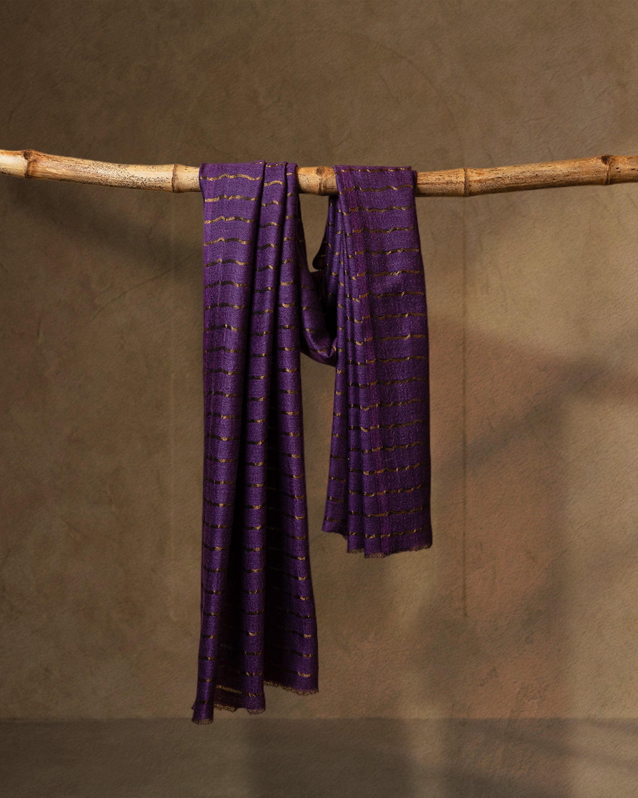 Lilac Thread Wool Stole  Lavender stole from the Ashwaa Sunrise collection