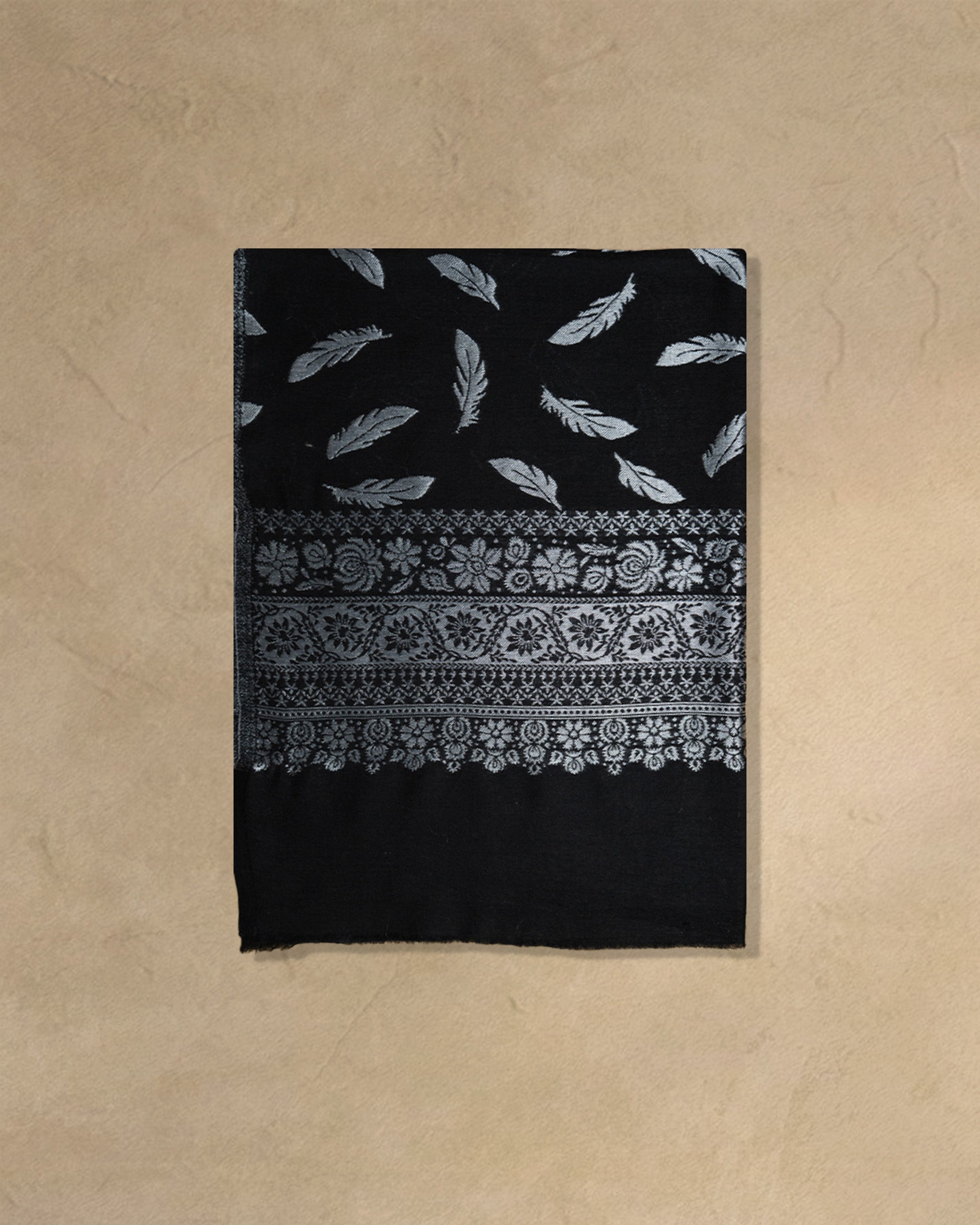 Soot Zari Wool Stole  Black stole from the Ashwaa Sunrise collection