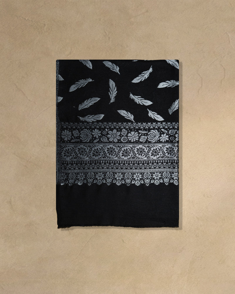 Soot Zari Wool Stole  Black stole from the Ashwaa Sunrise collection