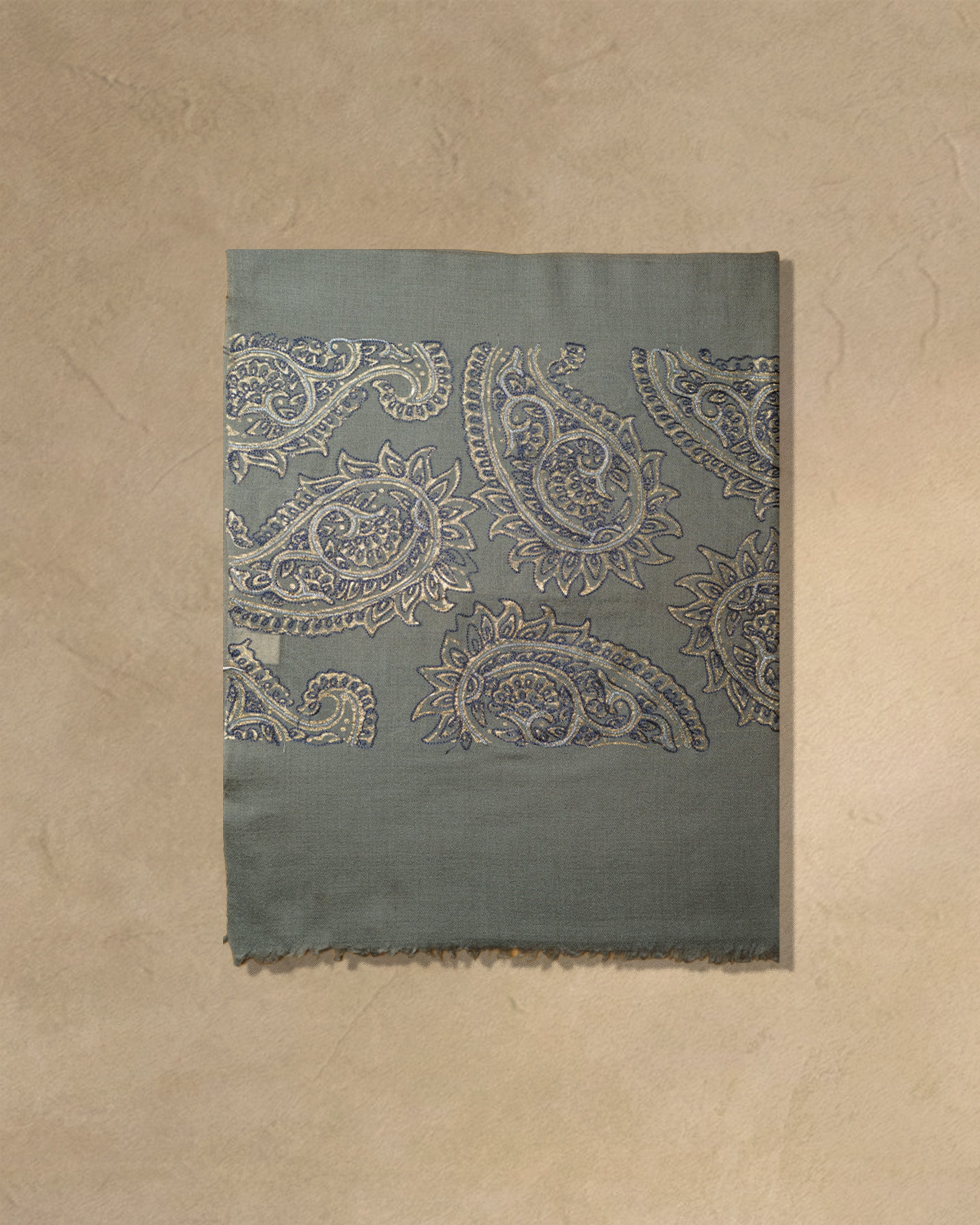 Blue Emboss Wool Stole  Metallic Blue stole from the Ashwaa Sunrise collection