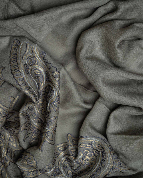Blue Emboss Wool Stole  Metallic Blue stole from the Ashwaa Sunrise collection