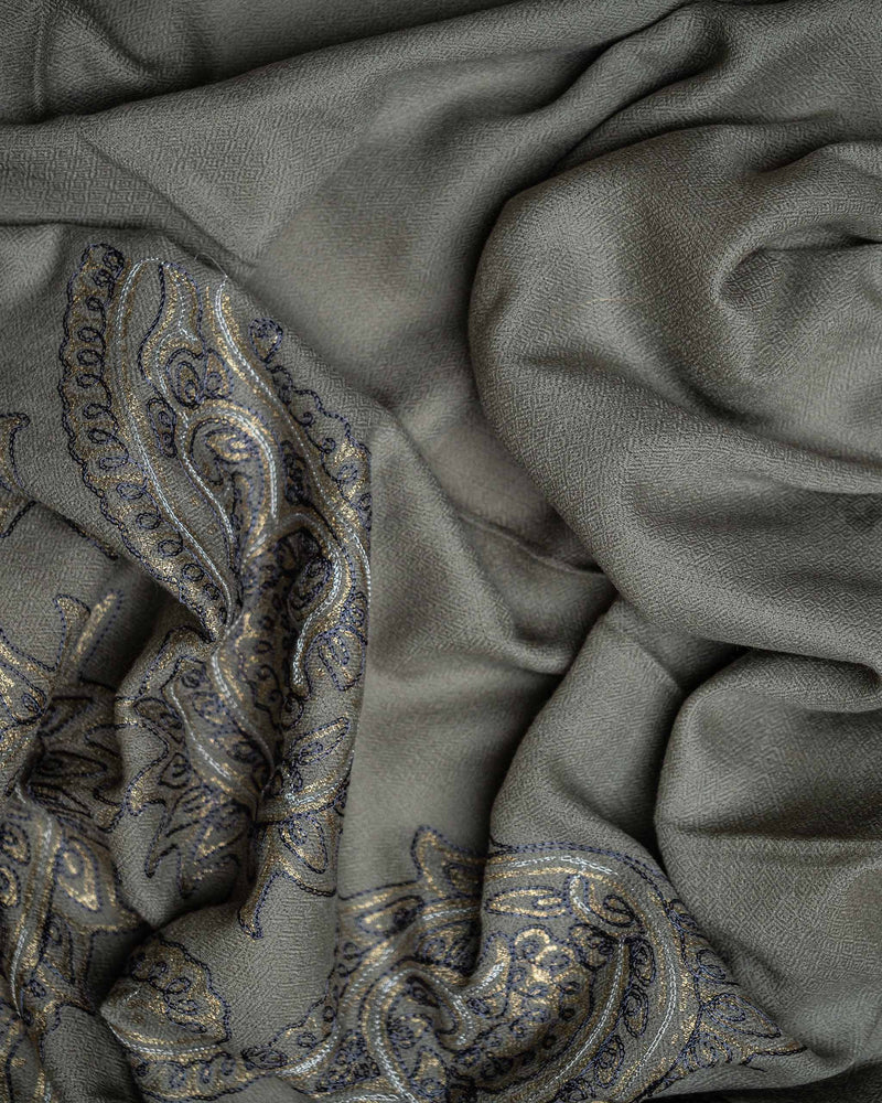 Blue Emboss Wool Stole  Metallic Blue stole from the Ashwaa Sunrise collection