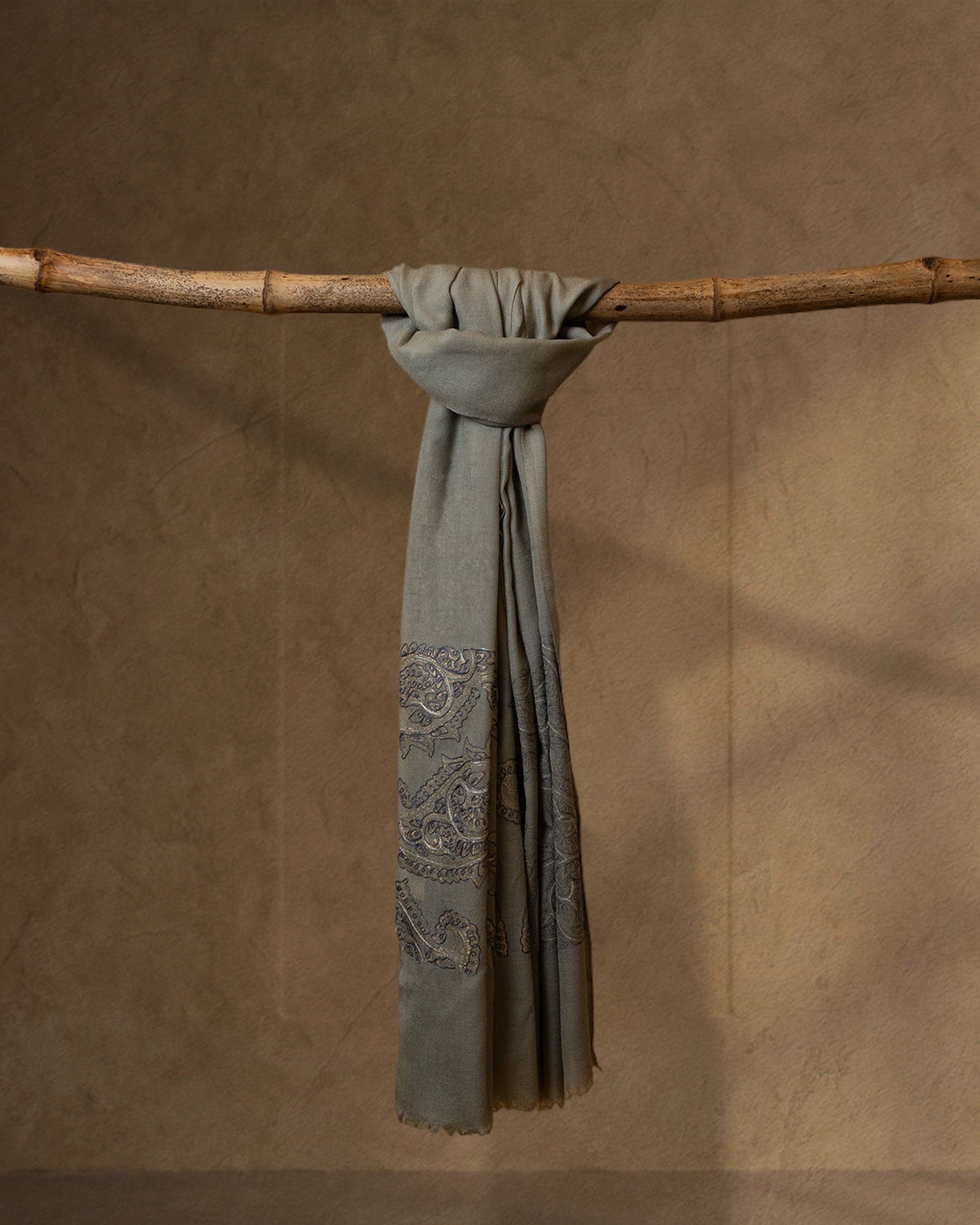 Blue Emboss Wool Stole  Metallic Blue stole from the Ashwaa Sunrise collection