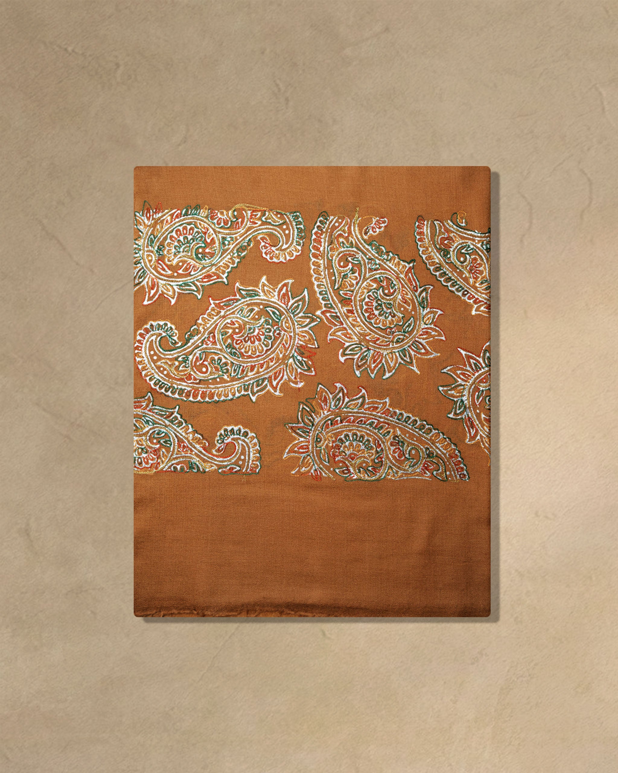 Gold Emboss Wool Stole  Mustard stole from the Ashwaa Sunrise collection
