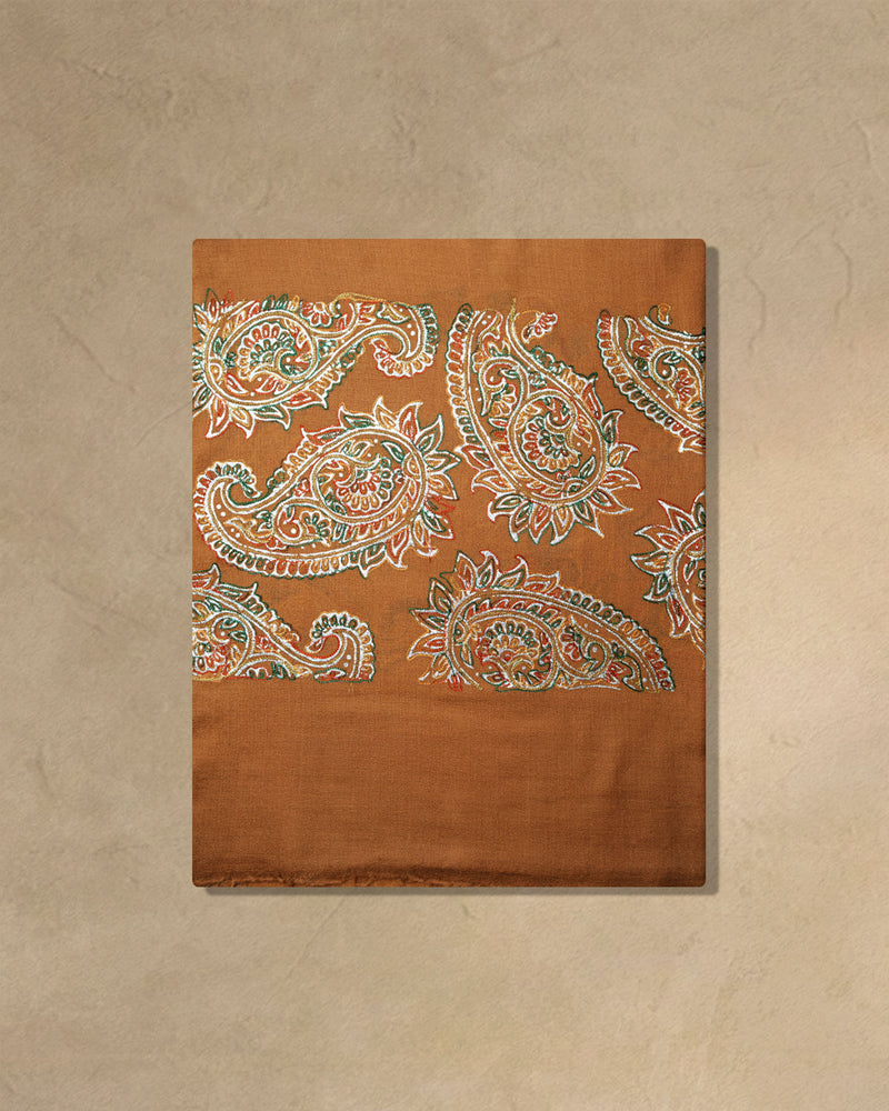Gold Emboss Wool Stole  Mustard stole from the Ashwaa Sunrise collection