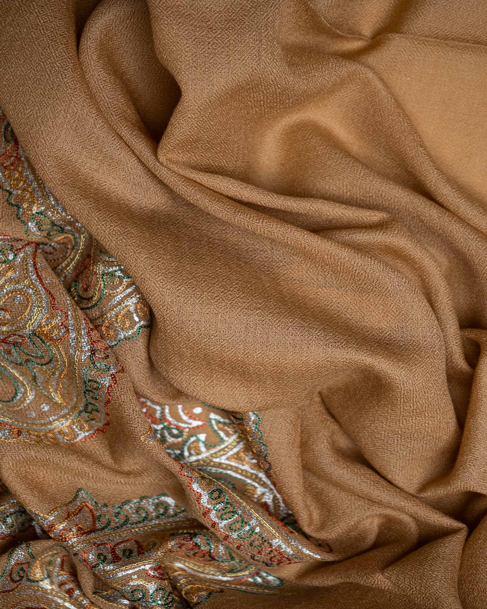 Gold Emboss Wool Stole  Mustard stole from the Ashwaa Sunrise collection