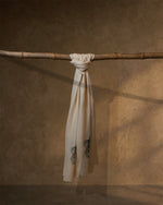 Cloud Pommel Cashmere Stole — Cream stole from the Ashwaa Equestrian collection