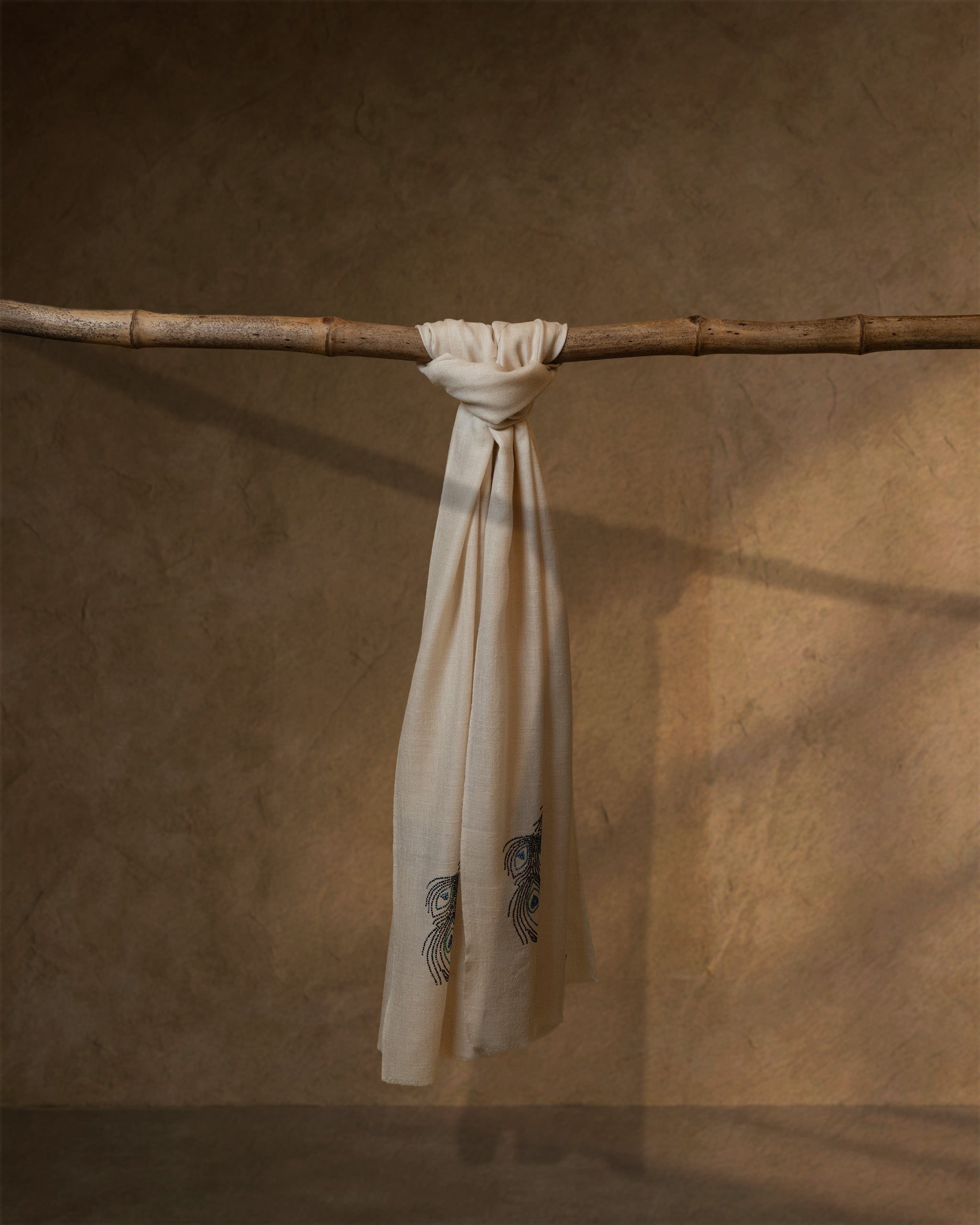 Cloud Pommel Cashmere Stole — Cream stole from the Ashwaa Equestrian collection